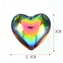 44x43x14mm Rainbow Titanium Crystal Heart Pendant Charm Bead S51519