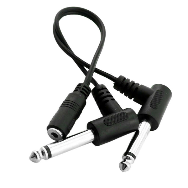 Black 3.5mm 1/8inch Stereo Female to 2x 6.35mm 1/4" Mono Male Y Splitter Cable