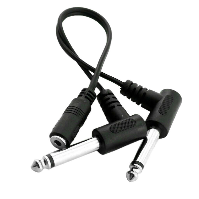 Black 3.5mm 1/8inch Stereo Female to 2x 6.35mm 1/4" Mono Male Y Splitter Cable