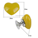 Heart Shaped Ceramic Door Drawer Bin Handle Pull Knob Hardware Yellow 38mm S