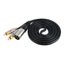 Double RCA Male to XLR Male Jack Microphone Cable Y-Splitter Connector 5M