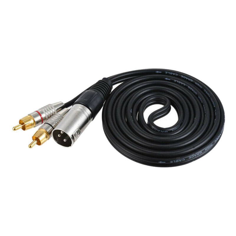 Double RCA Male to XLR Male Jack Microphone Cable Y-Splitter Connector 5M