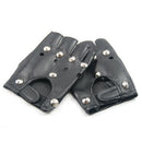 BLACK LEATHER LOOK FINGERLESS GLOVES FANCY DRESS