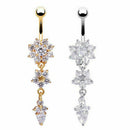2-Pack Crystal Flower Dangle Navel Belly Button Ring Bar Body Piercing Jewe E8E5