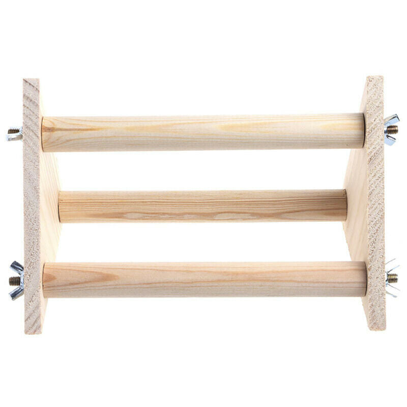 Funny Parrot Bird Perch Stand Play Toys Gym Wooden Activity Table Top Playstand