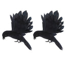 2 x Black Plastic Feather Lifelike Flying Crow Decoy Hunting Birds Decoy