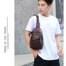 Solid Color Shoulder Packs Business Men PU Leather Crossbody Chest Bags