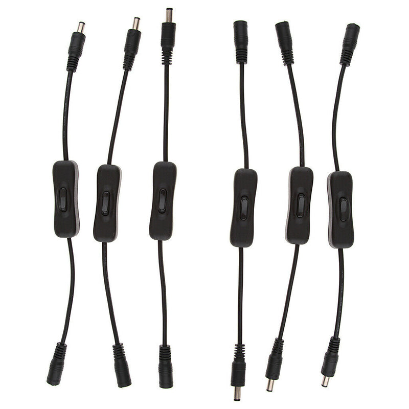 6 Packs of LED Strip Light Inline On/Off Switch Cable DC Jack 5.5mm x 2.1mm Male