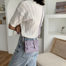 Hit Color Leather Crossbody Bags Women Small Shoulder Pouch (Light Purple)