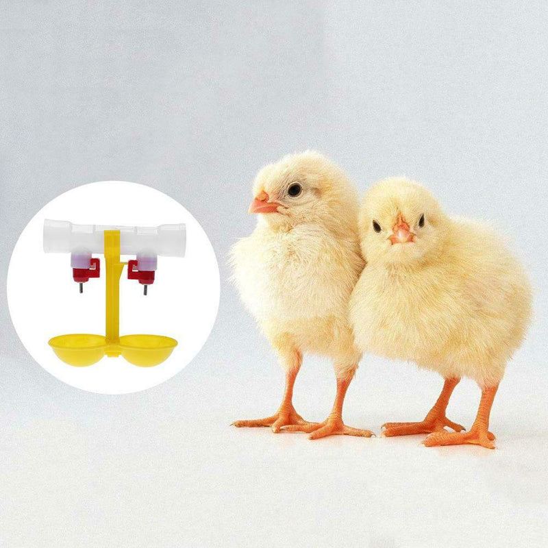 Double Outlet Drinking Hanging Chickens Cups Nipple Drinker Poultry Waterer A