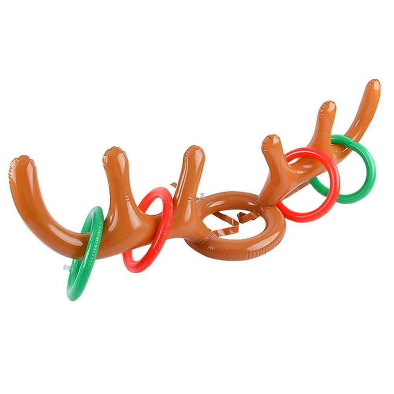 2 Set PVC Inflatable Antler Headband Christmas Elk Head Throw Ring Kid Toys