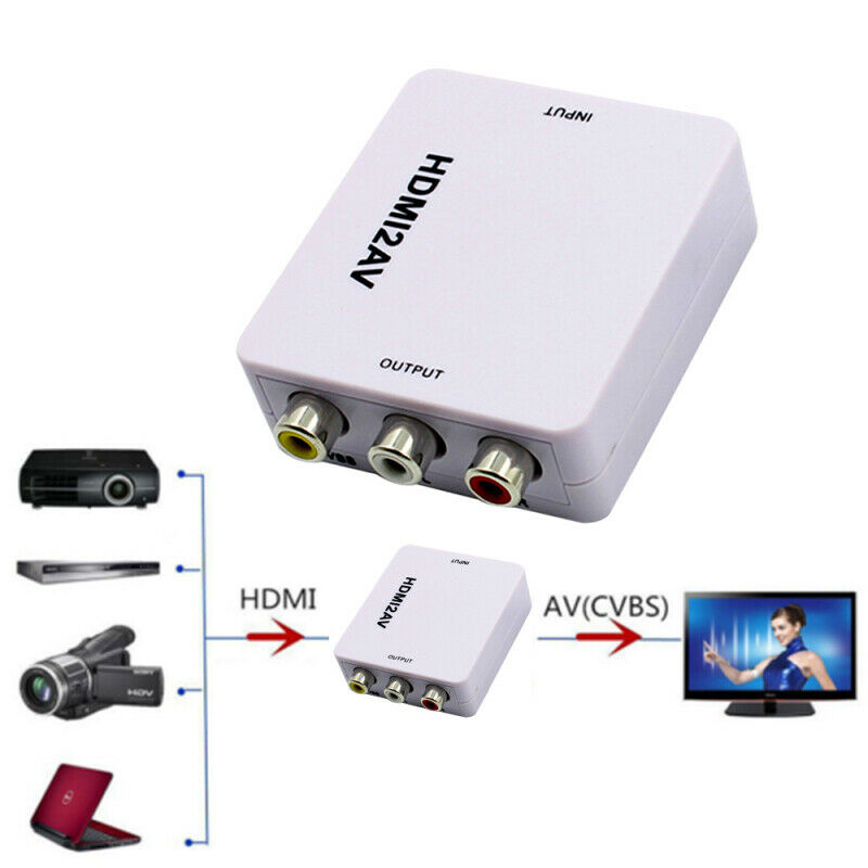 Composite AV CVBS 3RCA to HDMI Video Adapter Converter Up Scaler 720P 108 ZZI