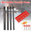 4Pcs 8/9/10/12mm Shank Lathe Boring Bar with 10 x Inserts + 4pcs Wrenches