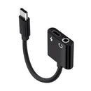 2 in 1 Type-C To 3.5mm AUX Audio Headphone Adapter Charger Cable black
