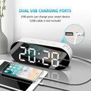 Alarm Clock Digital Mirror Surface Dimmer Large Led Display With Dual Usb C