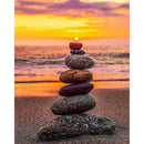 Diamond Painting Beach Sunset Stacked Rocks DIY Full Round Picture 30x40cm