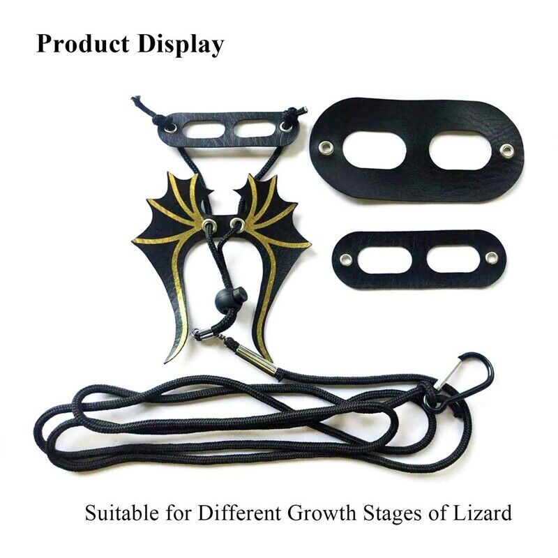 3 in 1 Adjustable Lizard Harness Leather Bearded Dragon Reptile Leash with CZ7M7