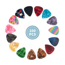 100pcs Guitar Picks in A Set, Celluloid Plectrum for Acoustic Guitar,