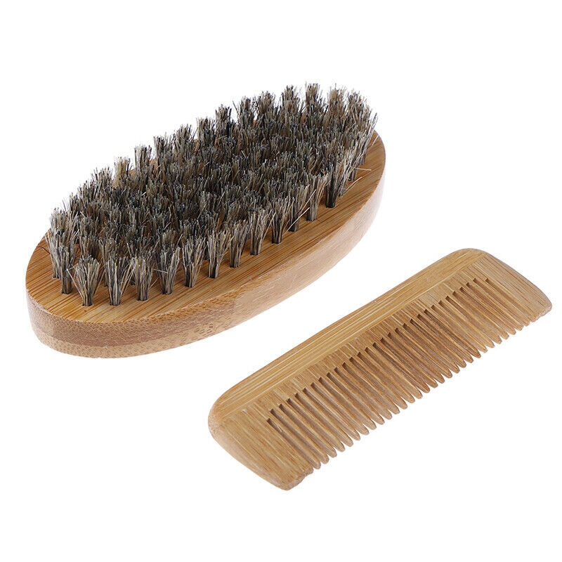 Mustache Care Wood Beard Comb Facial Shaving Boar Bristle Brush Beard Groomin 3C