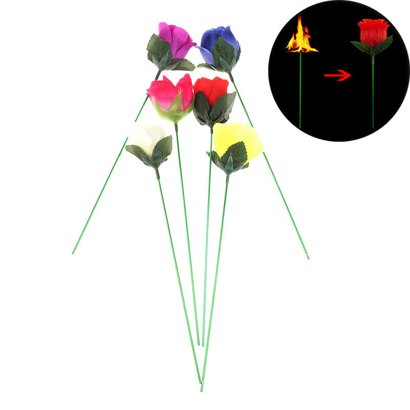 1pcs Torch to Rose Fire Magic Trick Flame Appearing Flower Magic Props To_