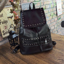 Fashion Women PU Leather Rivet Backpack Casual Girls School Bag Black