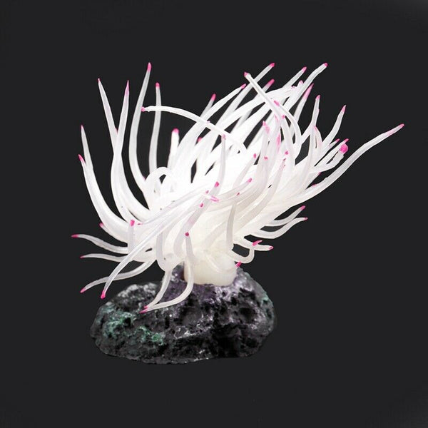 Silicone Aquarium Underwater Artificial Grass Plant 4-inch High White