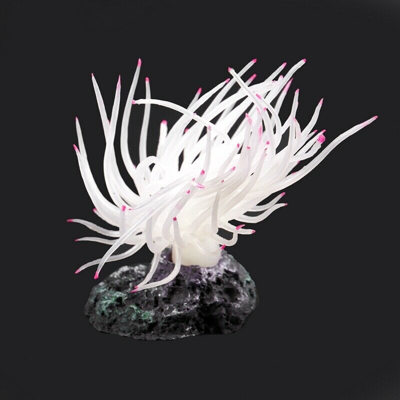 Silicone Aquarium Underwater Artificial Grass Plant 4-inch High White