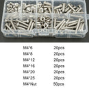170pcs M4 Stainless Steel Screws Countersunk Head Screw Hexagonal Nuts Set OSU