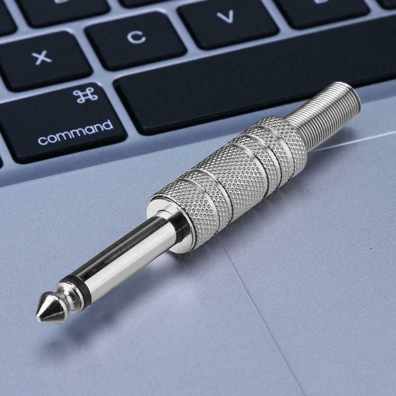 2pcs 6.35mm Single Channel Guitar Bass Audio Plug Cable Adapter Connector