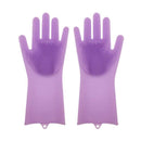 1 pair Silicone Dish Scrubber Rubber Gloves Food Grade Cleaning Sponge Dish Y8P7