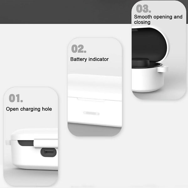 Shockproof Silicone Case Skin w/Carabiner for QCY T1S/T2C/T1X/QS2/T2S Earbuds