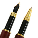 Ball Point Pen 2 in 1 Red Luxury Bamboo Fountain Pen Rotatable Box for Business