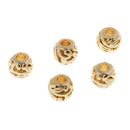 5pcs Golden Brass Ball Round Beads Carved Loose Spacer Beading Craft 7x6mm