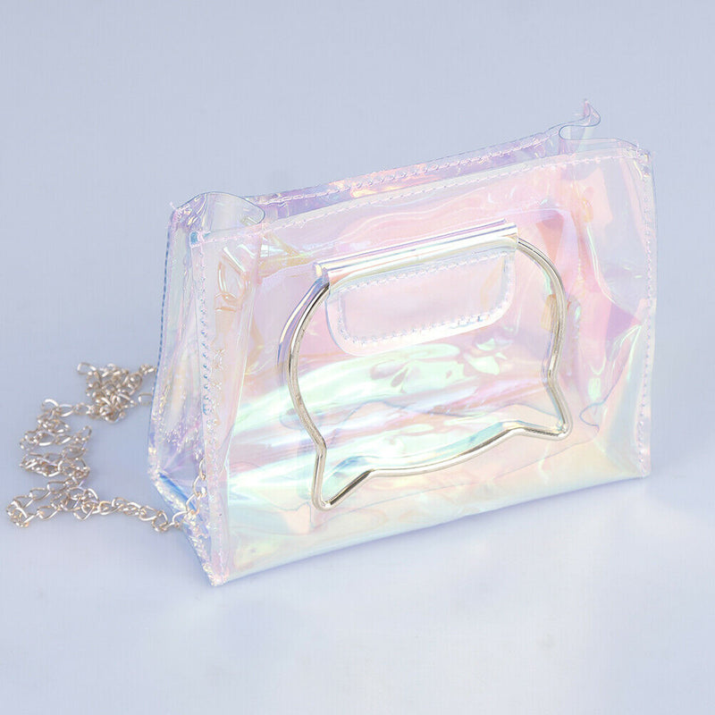 Cat ear pattern Trendy jelly sling bag metal chain single strap bag summe Kw