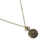 Round Quartz Pocket Watch Bronze Necklace Saudi number Hollow Flower O6E4
