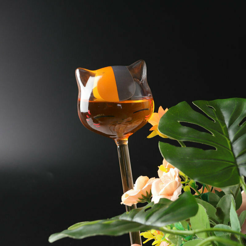 Glass Plant Flower Water Feeder Clear Cat Shaped Glass Plant Flower Holiday