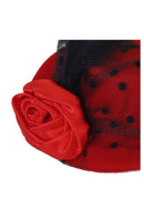 Ladies Hair Clip Decorated Net Yarn Feather Burlesque Mini Top Hat Red Punk