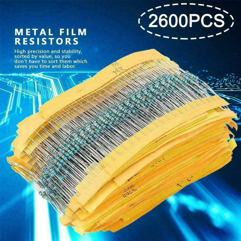 2600pcs 130 Values 1/4W 0.25W 1% Metal Film Resistors Set Pack Assorted Hot F9G1