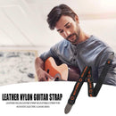 Guitar Strap Leather Nylon Adjustable Strap for Acoustic Guitar Bass Black
