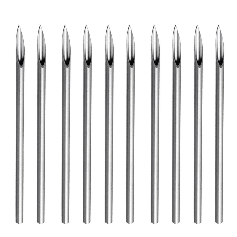 10x Stainless Body Piercing Needles 16G for Lip Nipple Nose Body Art Tool