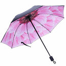 Three Fold Sun Rain Umbrellas Woman Flower Printing Black Shading Coating U