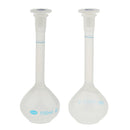 2Pcs Lab 100ml Plastic Clear Long Neck Volumetric Measuring Flask w/ Stopper
