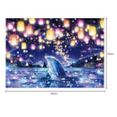 5D DIY Light Dolphin Pattern Diamond Painting Embroidery Cross Stitch Craft