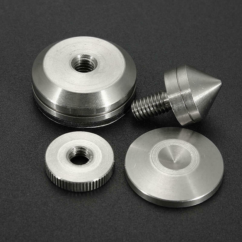 4x Stainless Steel Speaker Spike & Pad Base Amplifier Isolation Cone Stand Feet