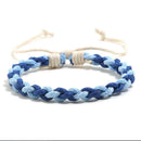 Colorful Weave Bracelet Ethnic Knit Rope Bangles Jewelry Gift (Dark Blue) A