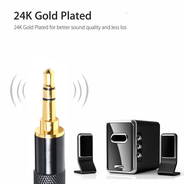 1/8" 3.5mm to Dual 6.35mm 1/4" Mono Jack Stereo Y-Splitter Headphone Audio tre