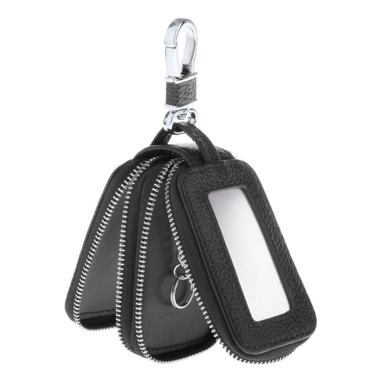 Mens PU Leather Car Key Case Key Holder Key Organizer Wallet Black