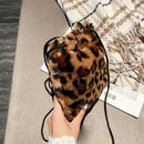 Women Plush Shoulder Crossbody Bag Mini Drawstring Clutch (Leopard Printed)