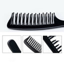 Black Double Row Tooth Detangler Hair Comb Shampoo Comb with Handle for Lon A7H4