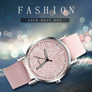 Women Casual Quartz Minimal Leather Round Dial Analog Wristwatch (Pink)